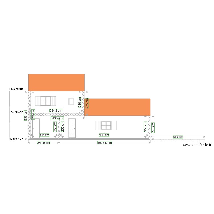 PCMI5 Plan des façades et des toitures Façade nord projet. Plan de 0 pièce et 0 m2