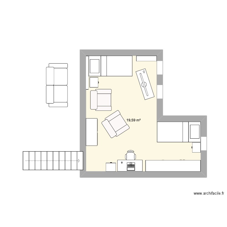 Mezzanine-V2. Plan de 1 pièce et 20 m2