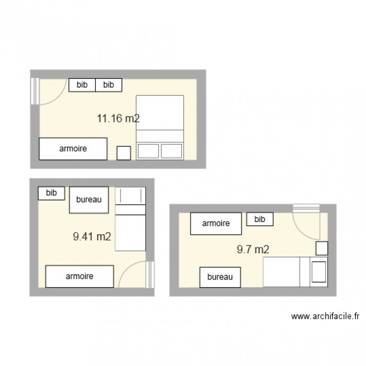 Chambres version 5. Plan de 0 pièce et 0 m2