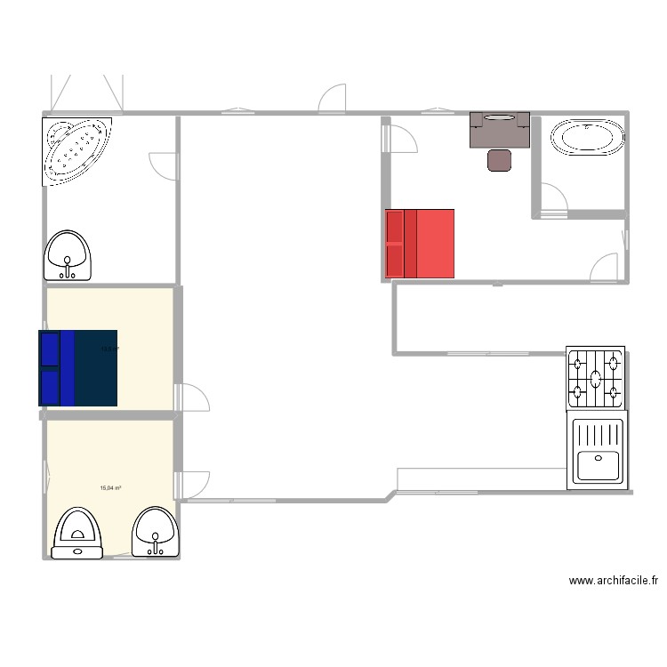 maison contemporaine. Plan de 2 pièces et 29 m2