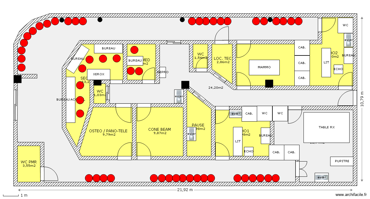 Plan CB. Plan de 15 pièces et 209 m2
