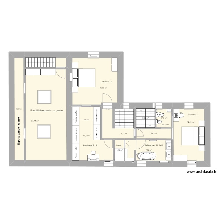 Maison 1 Etage ST THEGONNEC  . Plan de 12 pièces et 102 m2