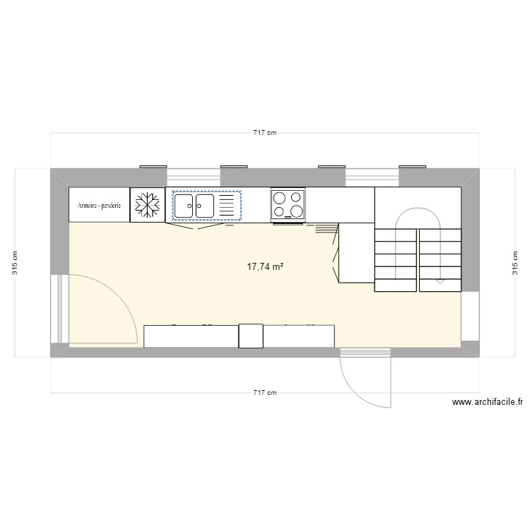 new house. Plan de 1 pièce et 18 m2