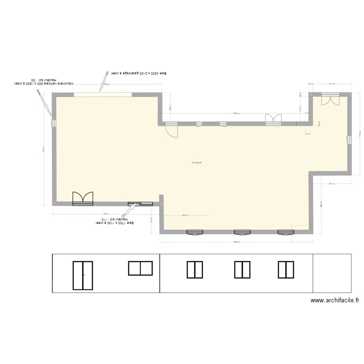Plan Urbanisme sans intérieur Projet Façade Nord. Plan de 1 pièce et 142 m2