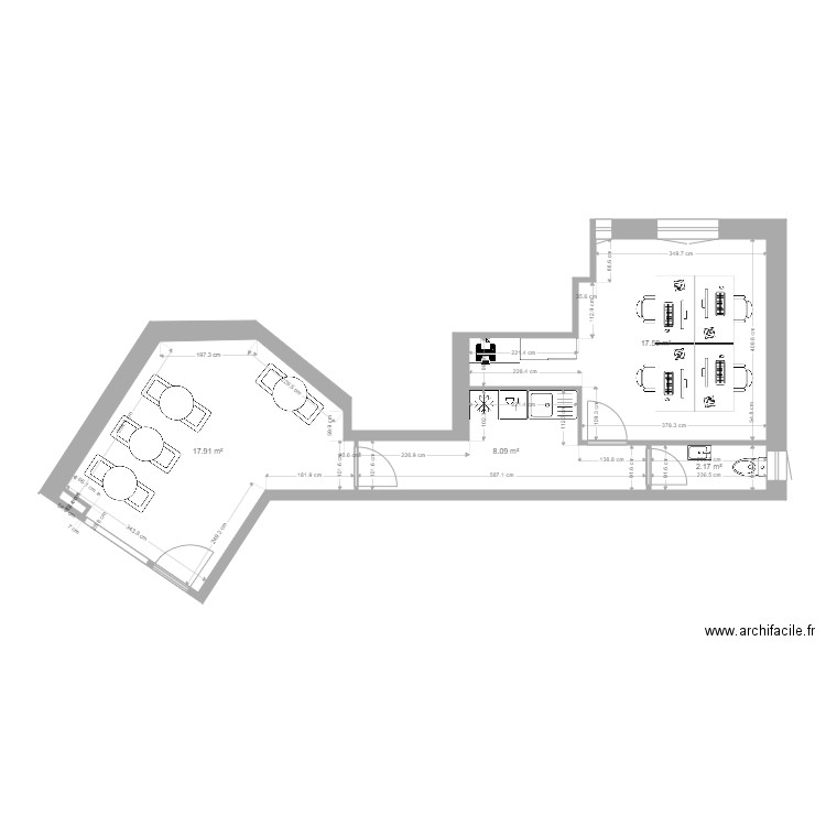 Laveran bureau 5. Plan de 5 pièces et 56 m2