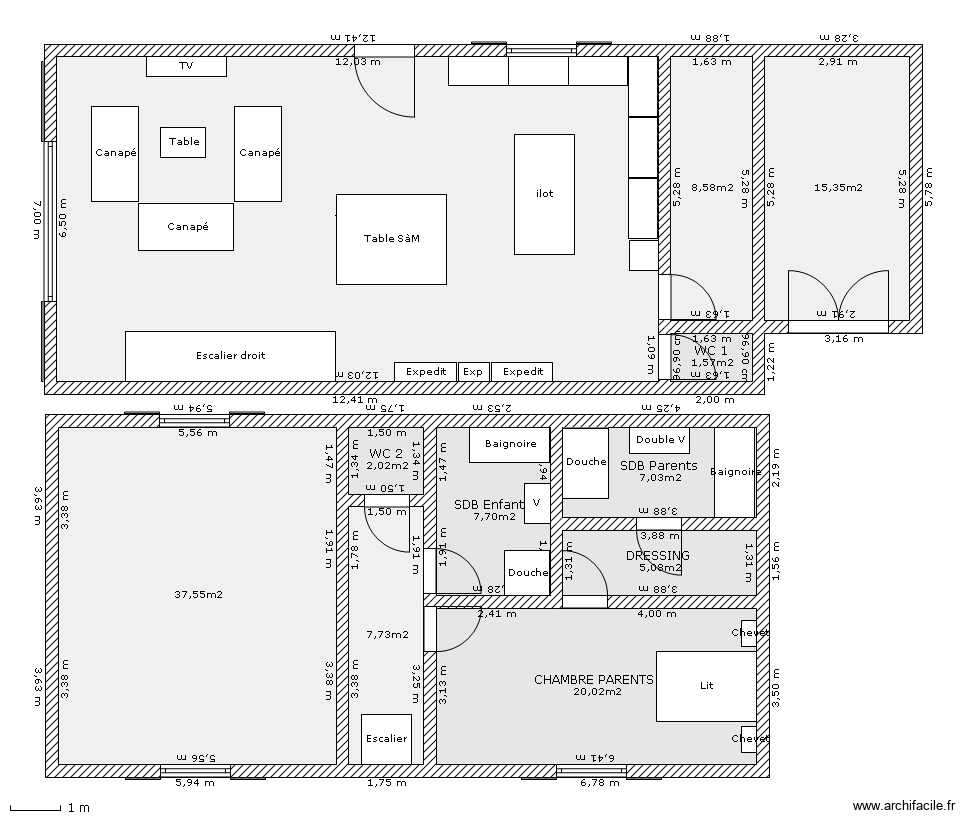 PLAN MAISON EN BOIS M. Plan de 11 pièces et 191 m2
