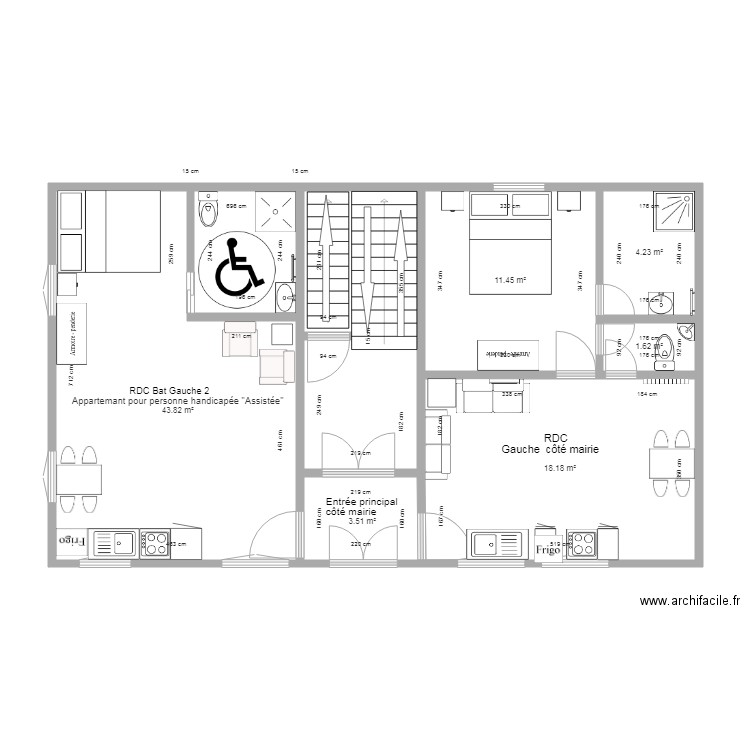 Rez de Chaussée Bat G studio  Handicapée Assistée 2019. Plan de 0 pièce et 0 m2