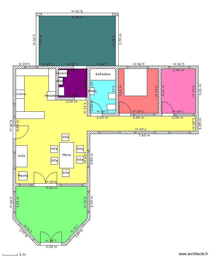 Maison 9. Plan de 7 pièces et 105 m2
