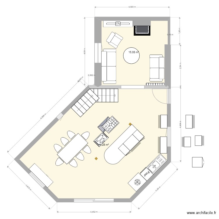 Extansion3. Plan de 9 pièces et 117 m2