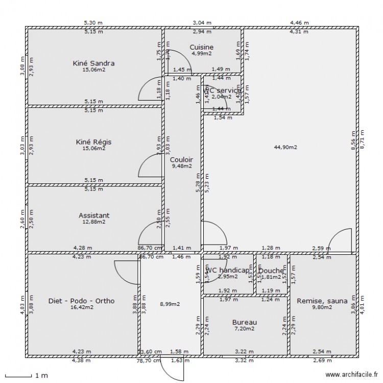 futur kiné Plan 13 pièces 152 m2 dessiné par Kinegis