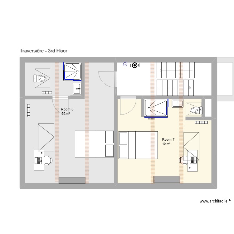 Traversière House map. Plan de 22 pièces et 319 m2