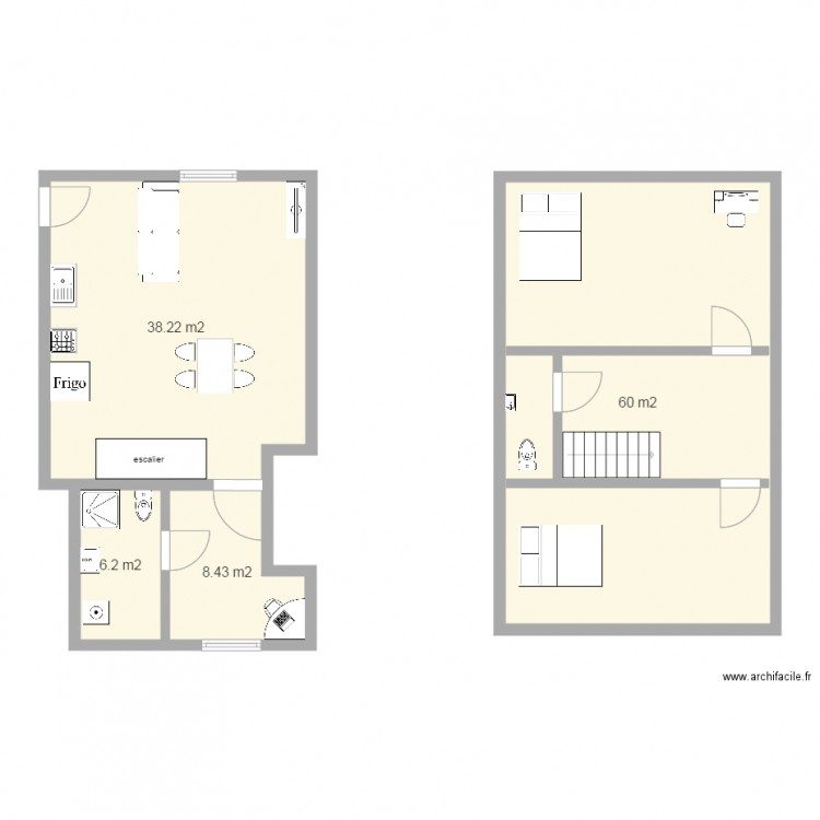 Appartement 1 Bas et Haut Modifié. Plan de 0 pièce et 0 m2