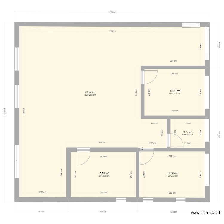 Cabinet 3. Plan de 5 pièces et 109 m2
