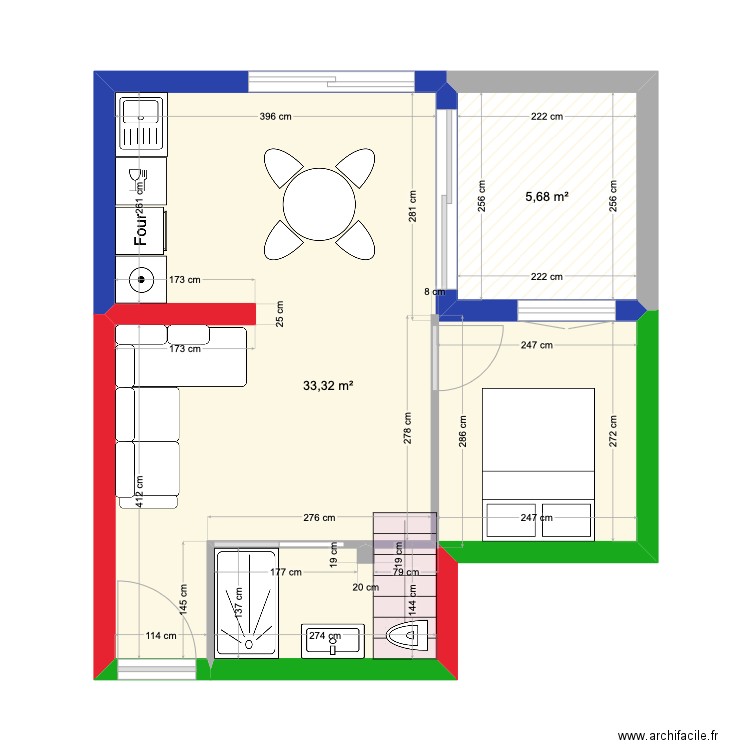 ENTRECASTEAUX  T2. Plan de 2 pièces et 39 m2