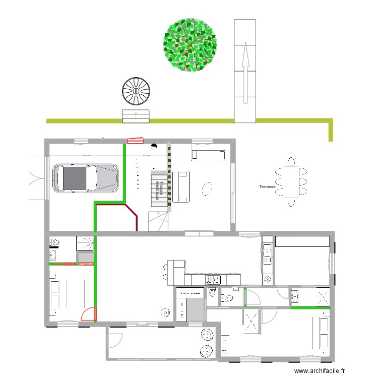 VF  version 3 bis cuisine sur terrasse. Plan de 13 pièces et 98 m2