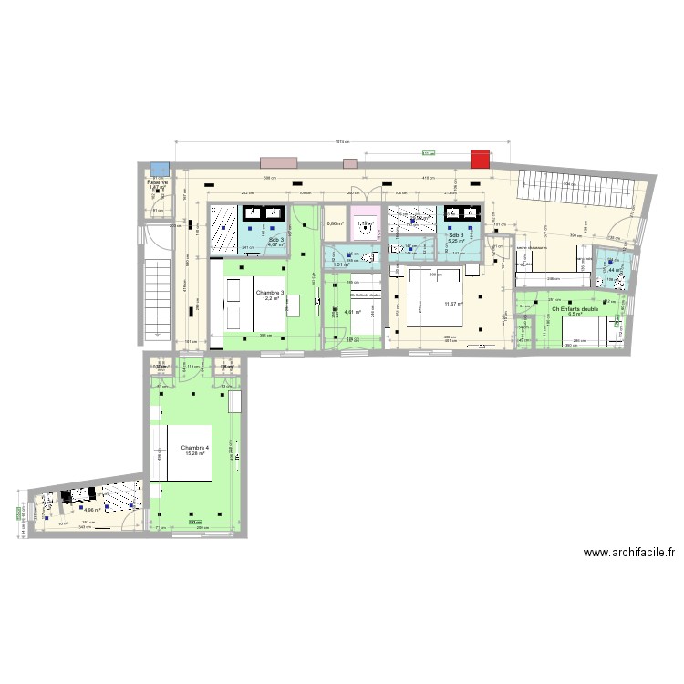 LES ANGLES Chambres Novembre 2021. Plan de 16 pièces et 102 m2