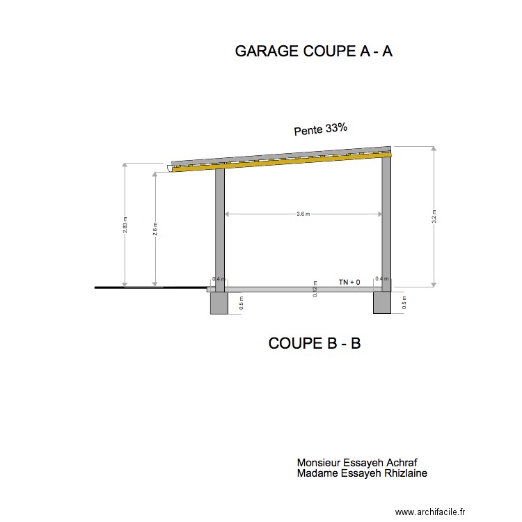 PLANS DE COUPE DU GARAGE. Plan de 0 pièce et 0 m2