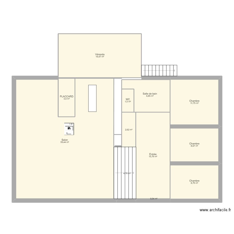 Maison Hoerdt étage 1. Plan de 12 pièces et 143 m2