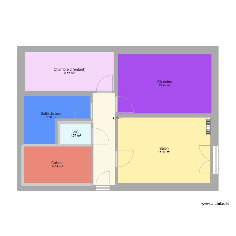 Appartement VTR. Plan de 7 pièces et 114 m2