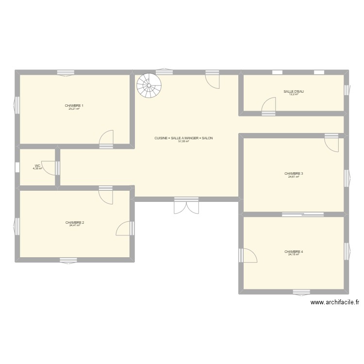 Plan maison F4 . Plan de 7 pièces et 172 m2