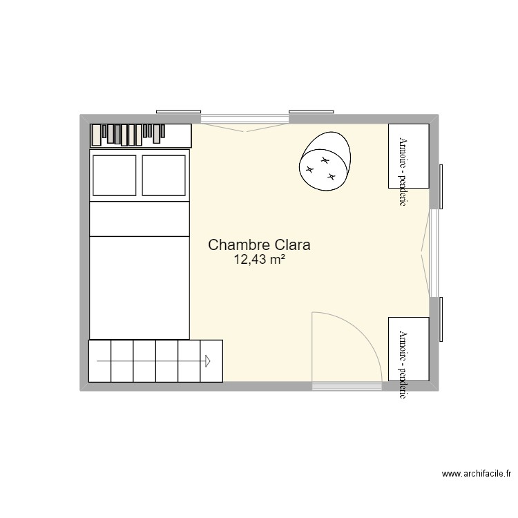 Chambre Clara. Plan de 1 pièce et 12 m2