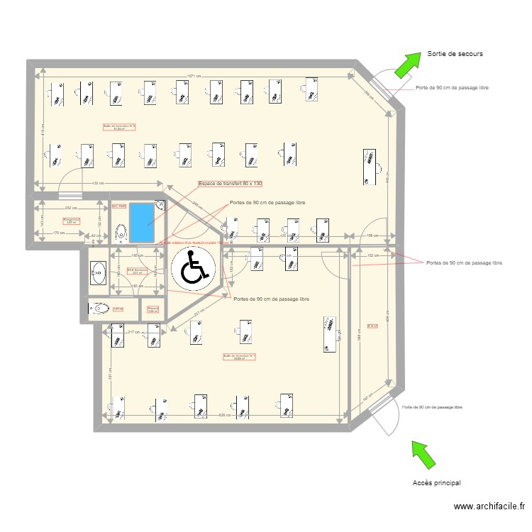 Plan Accessibilité Acti club Bat C. Plan de 11 pièces et 128 m2