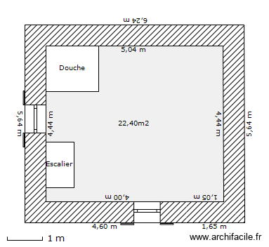 Bous_Chambre_Orig_1erEtage. Plan de 1 pièce et 22 m2