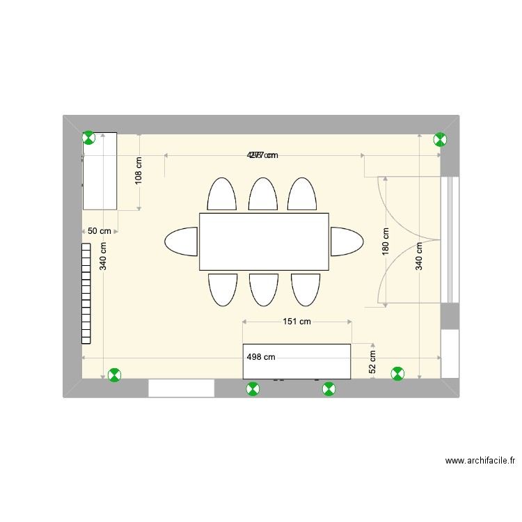 Salle à manger. Plan de 1 pièce et 17 m2