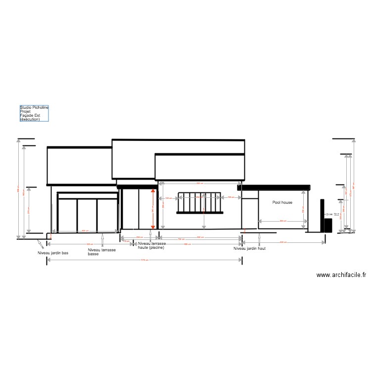 Studio Picholine Projet 04 18 Façade Est  Pool house. Plan de 0 pièce et 0 m2
