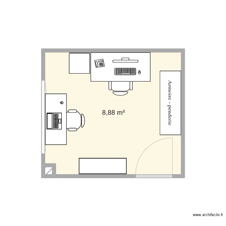 bureau R+1-Homecourt-20240203. Plan de 2 pièces et 9 m2