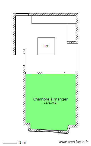 Cuisine. Plan de 1 pièce et 14 m2