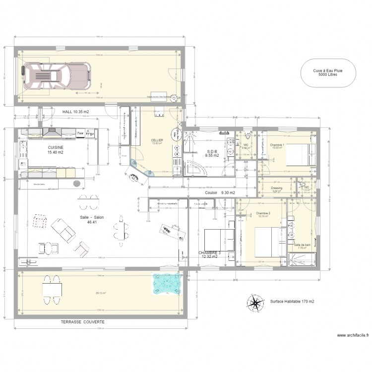 Maison Verniolle Surface Habitable 170 m2. Plan de 0 pièce et 0 m2
