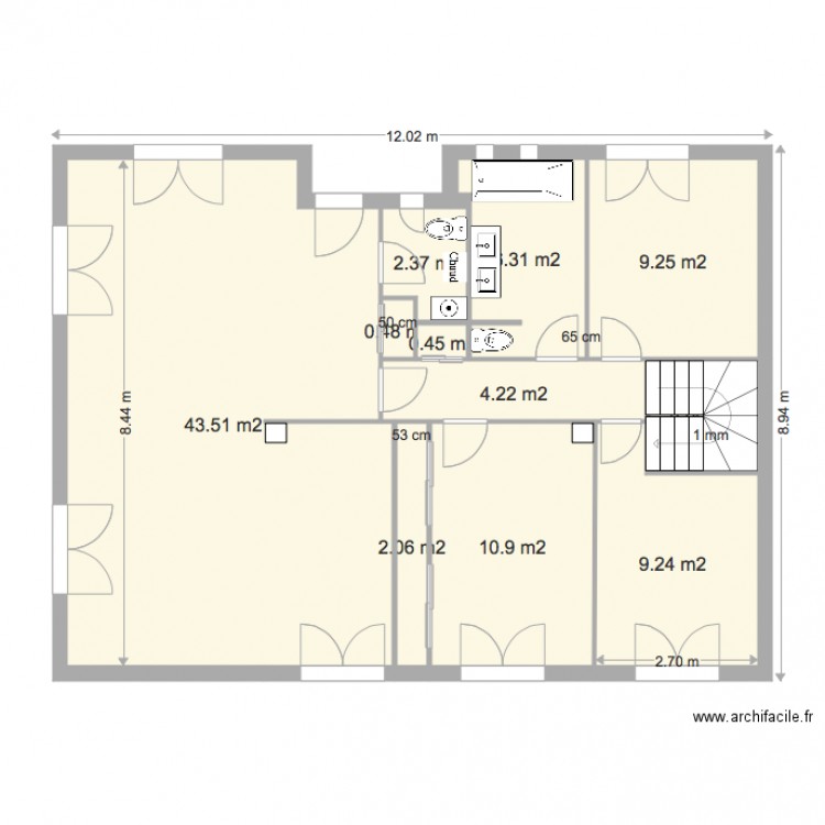 Maison Mamie Escalier 2 quarts. Plan de 0 pièce et 0 m2