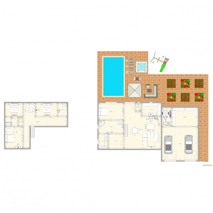 Maison avec mezzanine et piscine . Plan de 0 pièce et 0 m2