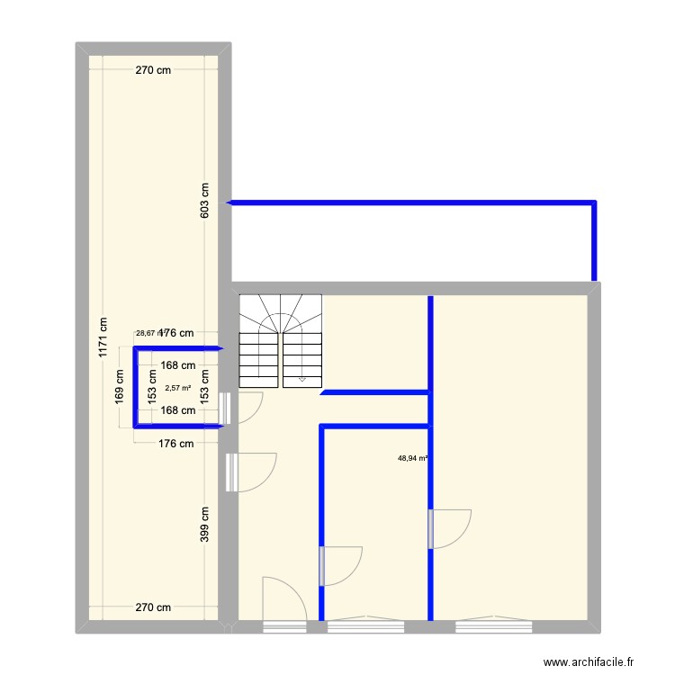 ASCQ. Plan de 3 pièces et 80 m2