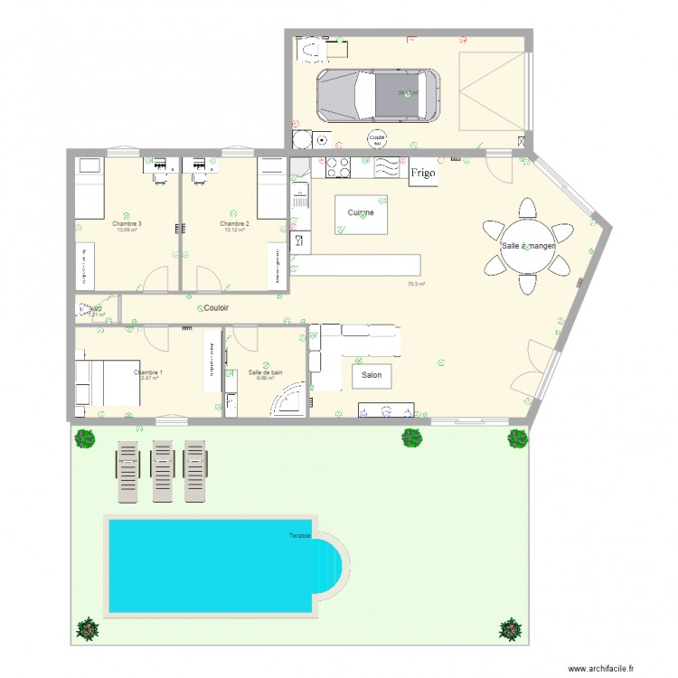 Villa IT. Plan de 8 pièces et 236 m2