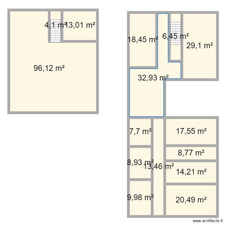 gsbzn a. Plan de 23 pièces et 412 m2