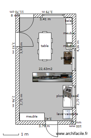 CUISINE. Plan de 1 pièce et 23 m2