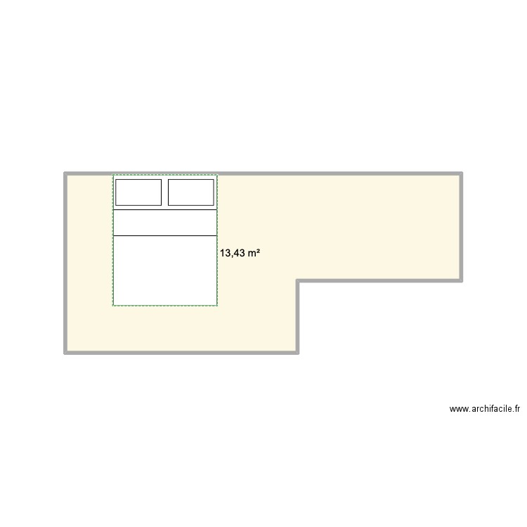 Chambre R+1. Plan de 1 pièce et 13 m2