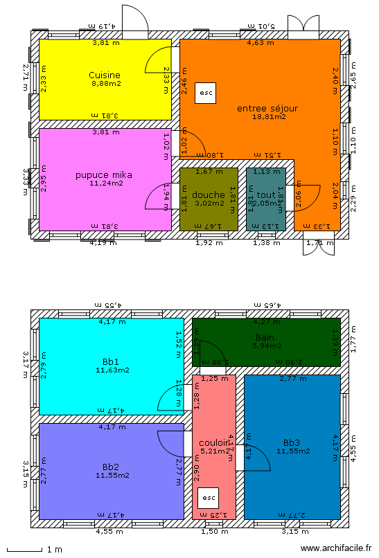 Maison en bois 90m2. Plan de 10 pièces et 90 m2