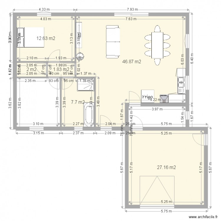 plan maison 98 m2