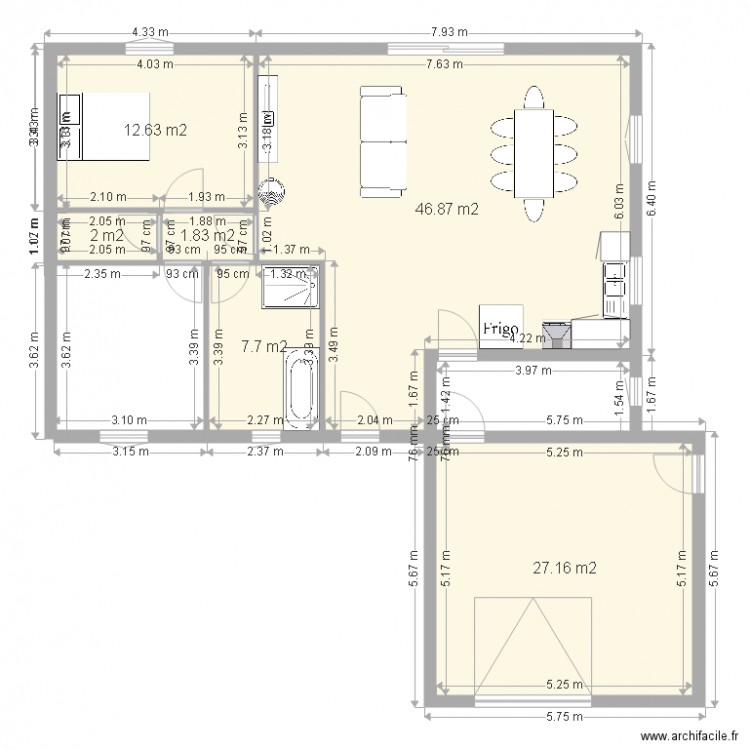 plan maison 98 m2