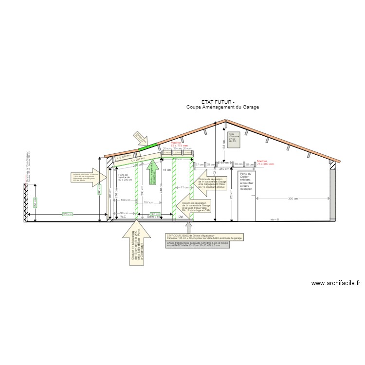 Plan Coupe 2  Etat Futur Aménagement du Garage. Plan de 0 pièce et 0 m2
