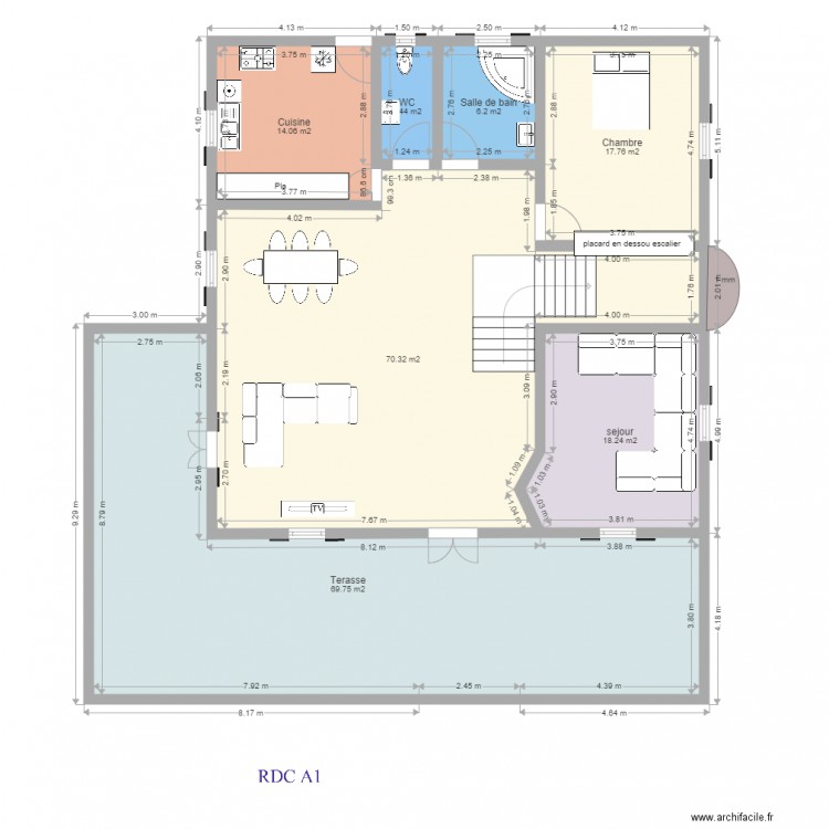 Maison A plan 1  RDC. Plan de 0 pièce et 0 m2