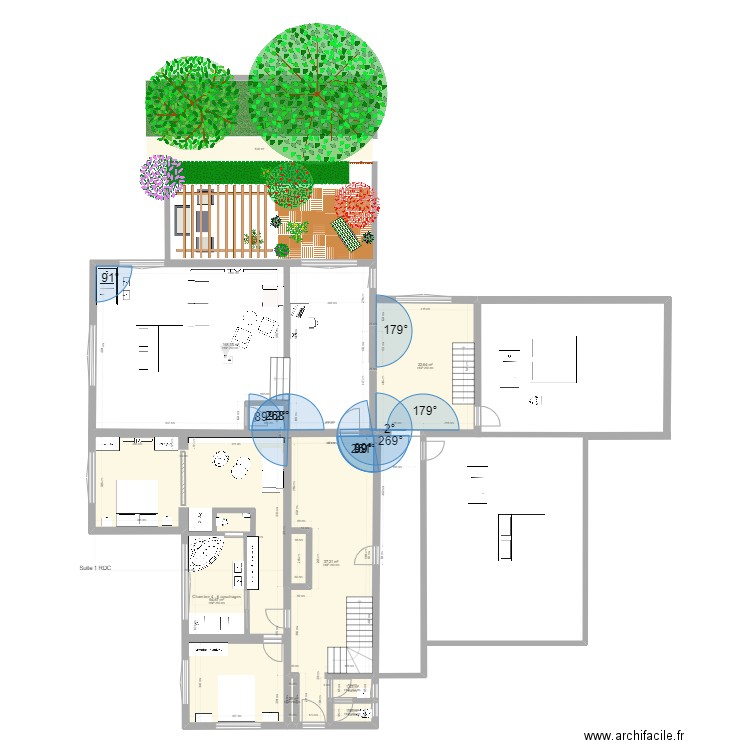 Suite RDC 1 . Plan de 7 pièces et 206 m2