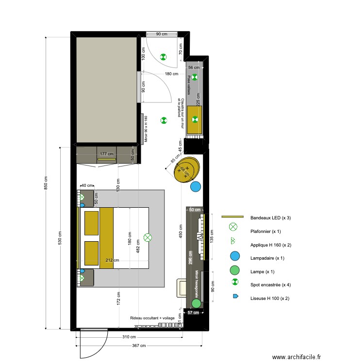 Chambre 13 (C)). Plan de 2 pièces et 30 m2
