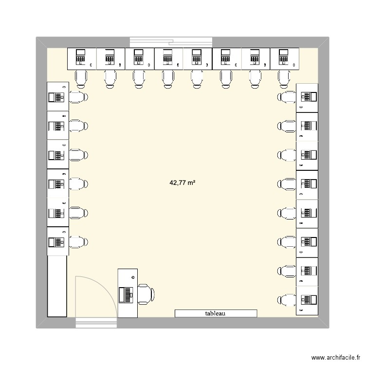 salle info. Plan de 1 pièce et 43 m2