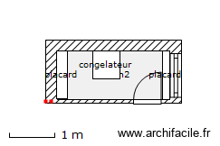 arriere cuisine. Plan de 1 pièce et 3 m2
