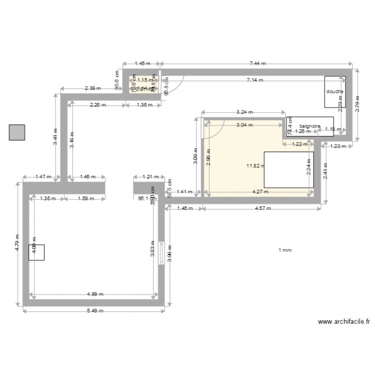 TEST chambre sdb extension. Plan de 0 pièce et 0 m2