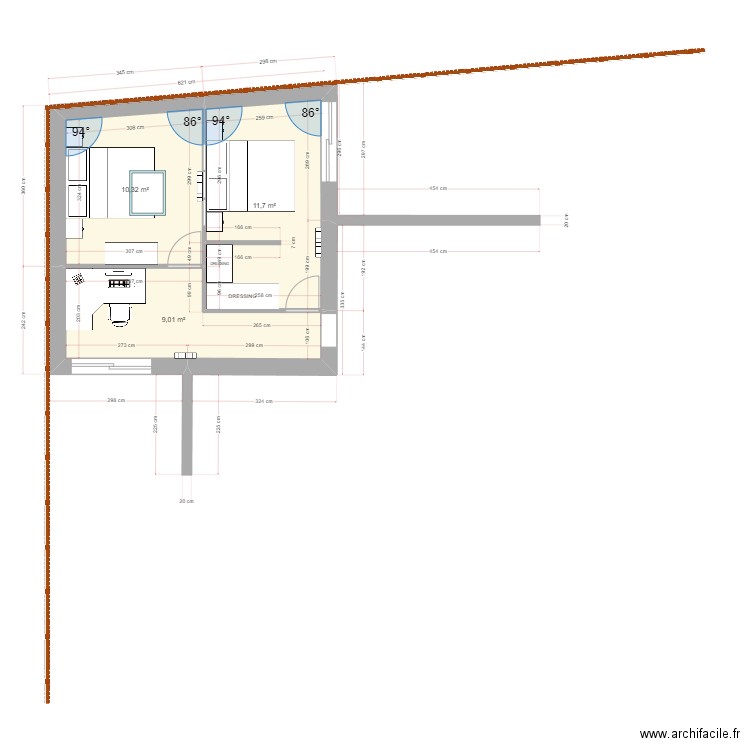 Projet Weber. Plan de 3 pièces et 31 m2